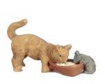 1:12 Scale Mini Cat & Mouse Milk Drinking Pet Set