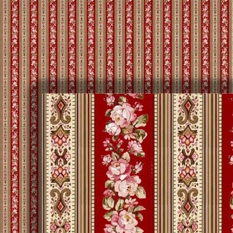 Miniature Victorian Floral Stripe Wallpaper for Dollhouses